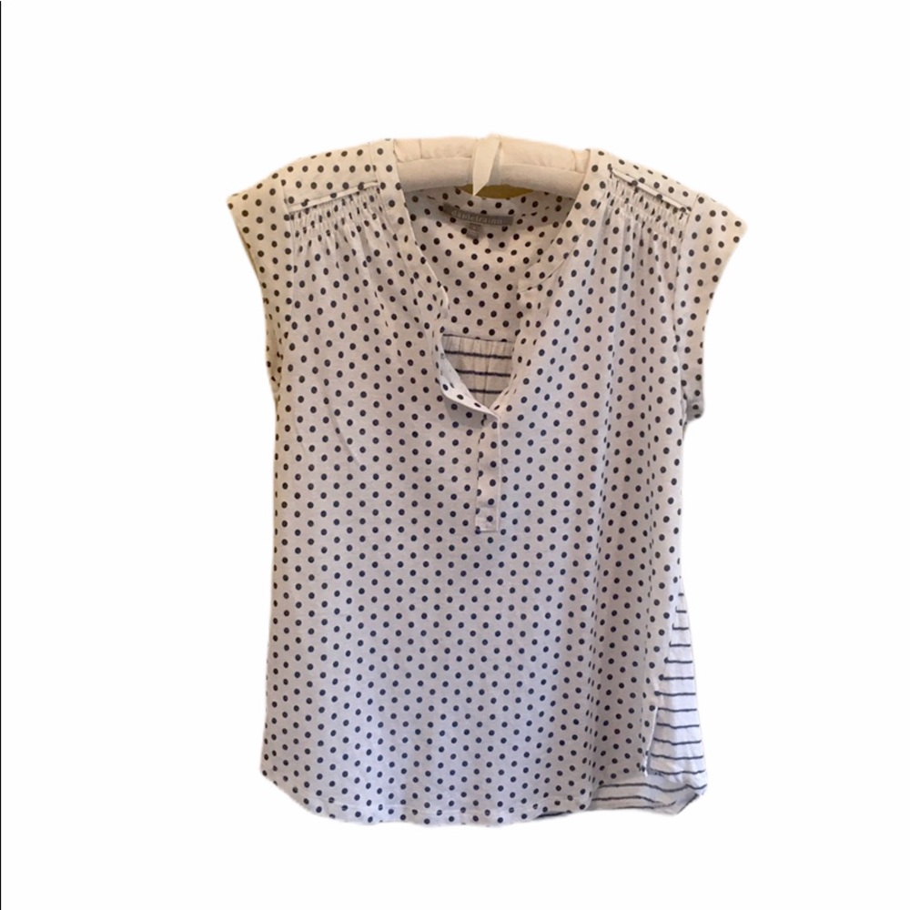 Daniel Rainn split neck white/blue blouse